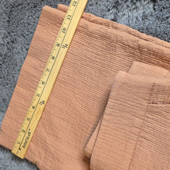 Rachel Comey Mauve Rose Seersucker Texture Side Zip Preppy Wide-Leg Cropped 6 - Picture 11 of 13